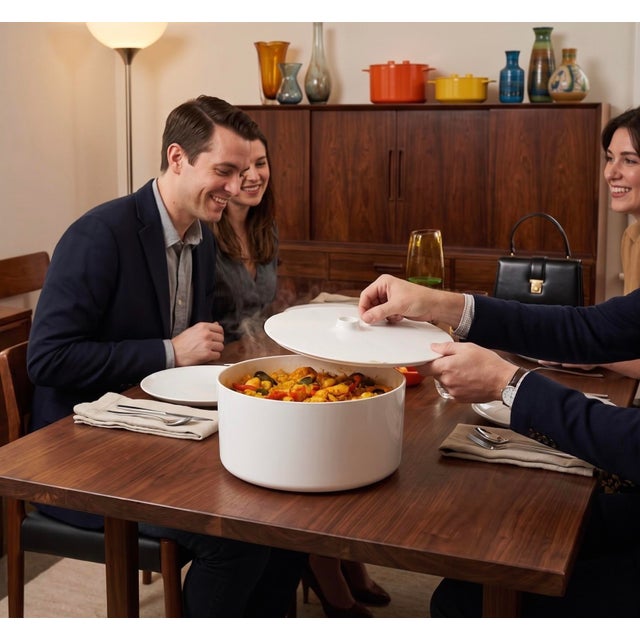 Offered is a signature piece of 20th-century design: a Massimo Vignelli covered casserole dish for Heller. This iconic,...