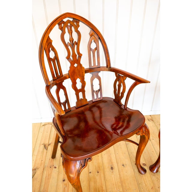 Gothic Strawberry Hill Windsor Steeple Back Armchairs by Theodore Alexander, 1990s, Set of 2 For Sale - Image 16 of 18