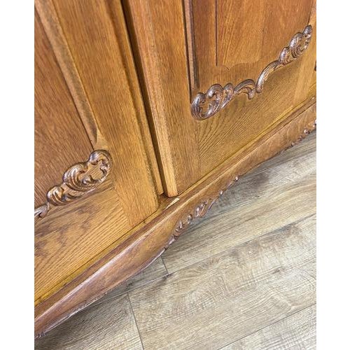 Vintage French Louis XVI Style Carved 4-Door Armoire For Sale - Image 13 of 15