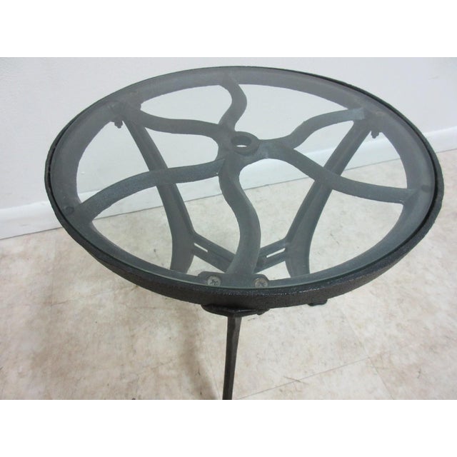 Vintage Industrial Reclaimed Cast Iron Pulley Wheel End Table Pedestal B For Sale - Image 10 of 11
