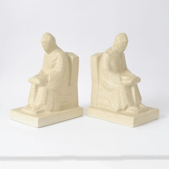 Crackle Glaze Ceramic Bookends from Ceramique De Bruxelles, Set of 2 For Sale - Image 3 of 9