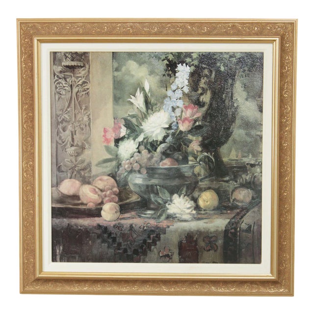 Contemporary Floral Still Life Reproduction Print, Framed For Sale
