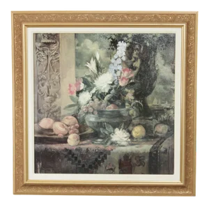 Contemporary Floral Still Life Reproduction Print, Framed