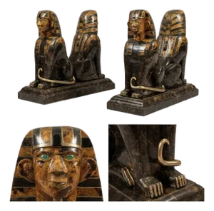 "Pair of Maitland-Smith Egyptian Revival Sphinx Table Bases"
