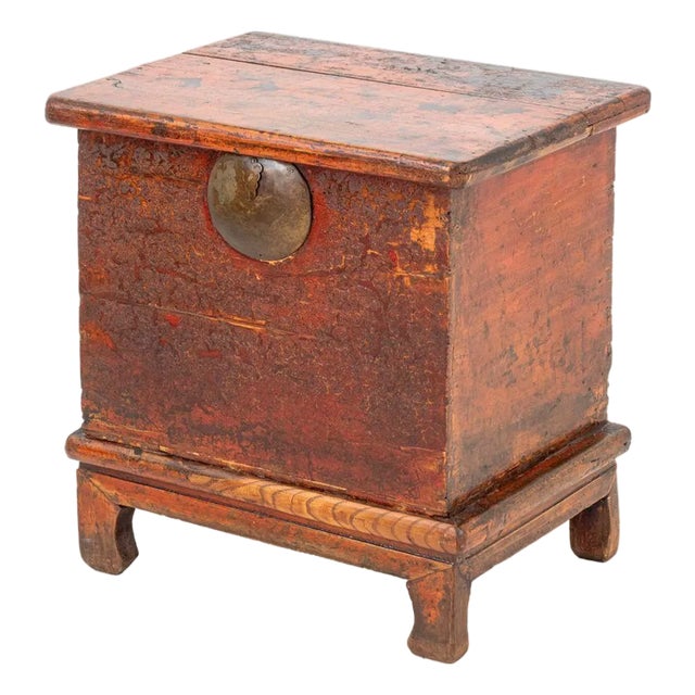 Late 19th Century Chinese Red Painted Elm Chest For Sale
