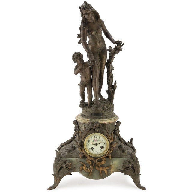 19th Century French Onyx and Antimony Clock For Sale - Image 4 of 5