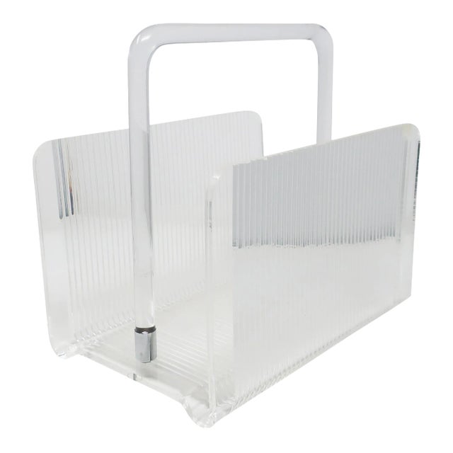 1970s Lucite Magazine Rack For Sale
