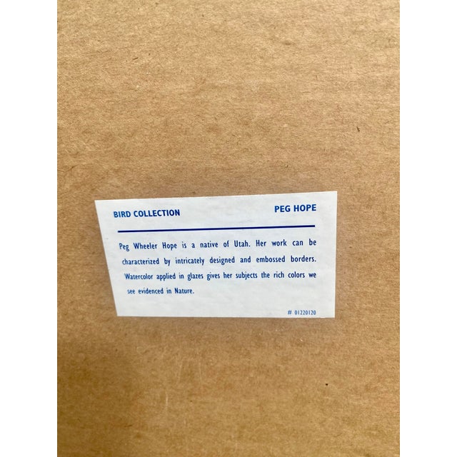 Vintage Peg Wheeler Hope Ornithological "Eastern Bluebird" Framed Embossed Lithograph Print Excellent Condition. For Sale - Image 4 of 17