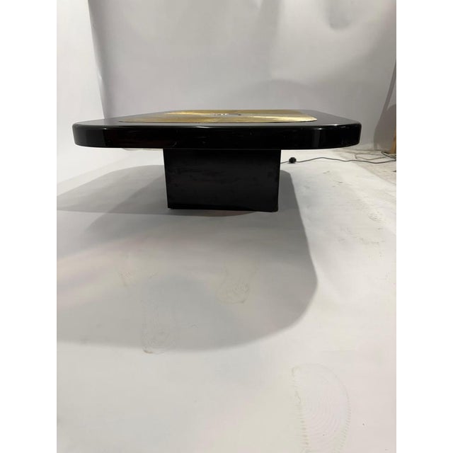 Coffee Table in Etched Brass, Black Resin and Agate from Lova Creation, 1980s For Sale - Image 14 of 17