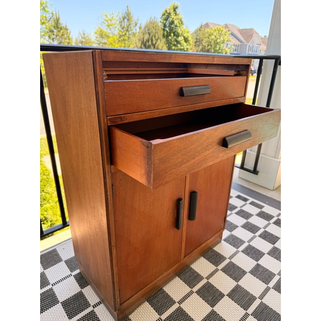 Wood Mid-Century Modern Tambour Top Ophthalmic Medical Cabinet in Oak For Sale - Image 7 of 8
