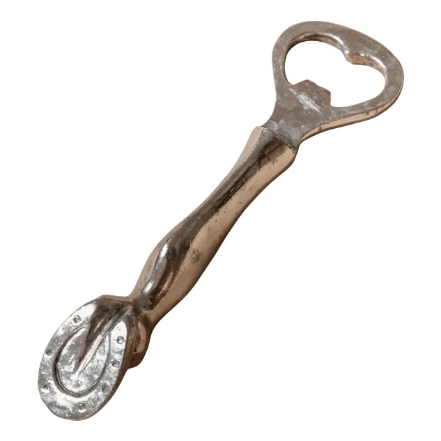 Mid-Century Silver-Plated Horse Leg Bottle Opener, Italy, 1960s For Sale