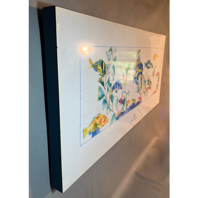 White Marine Art by Tracy Taylor Tropical Fish "Warm Waters" Offset Litho 39" Wide For Sale - Image 8 of 8