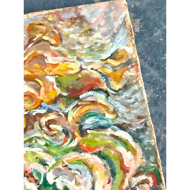 Mid 20th Century Vintage Boho Abstract Oil Painting on Canvas For Sale - Image 5 of 9