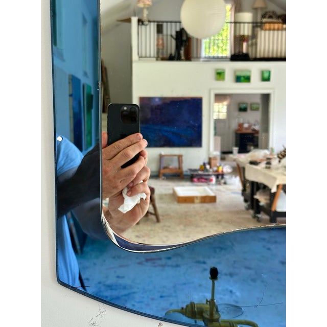 Fontana Arte Blue Glass Mirror For Sale - Image 6 of 11