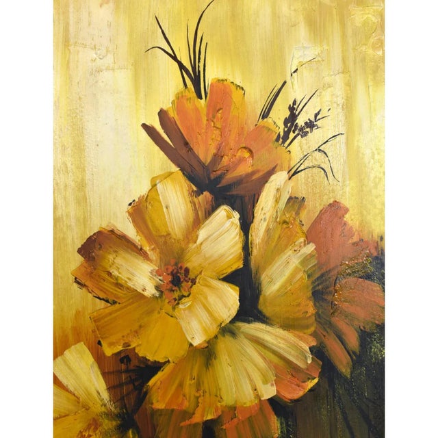 Eric Marshall Yellow and Orange Mid-Century Modern Flower Painting For Sale - Image 11 of 12