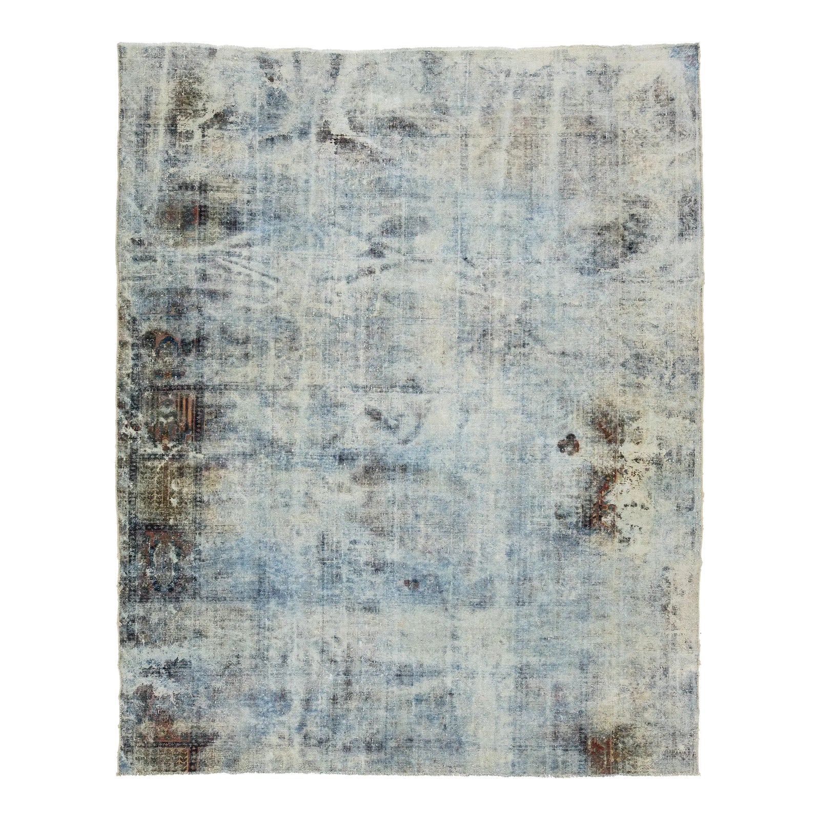 9 X 11 Vintage Blue Persian Wool Rug With an Allover Design | Chairish