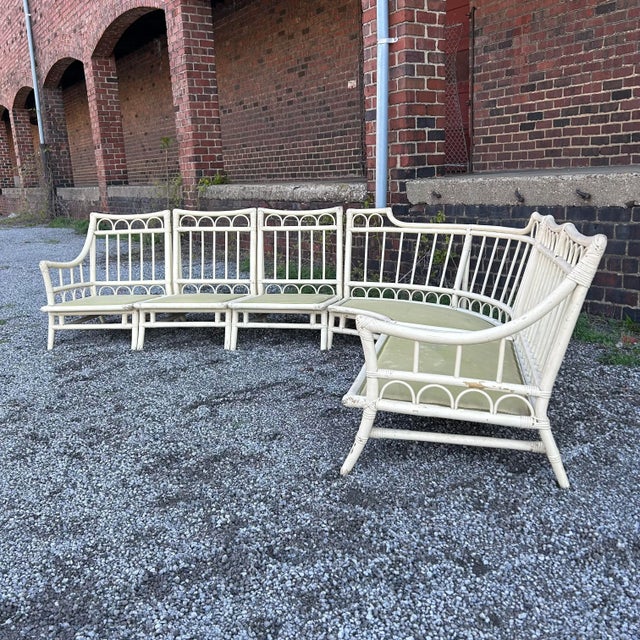 Mid-Century Modern Vintage Tommi Parzinger and Henry Olko for Willow and Reed Rattan Bamboo Sectional For Sale - Image 3 of 13