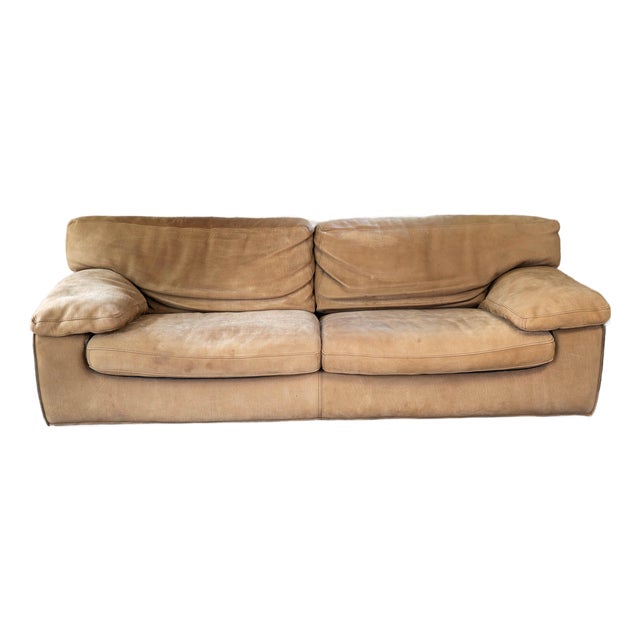 Roche Bobois for Tre Erre S.p.A. Buffalo Camel Leather Sofa For Sale
