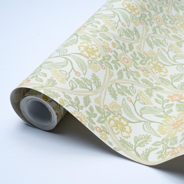 Schumacher SAMPLE - Schumacher Garden Guild Wallpaper In Marigold For Sale - Image 4 of 4