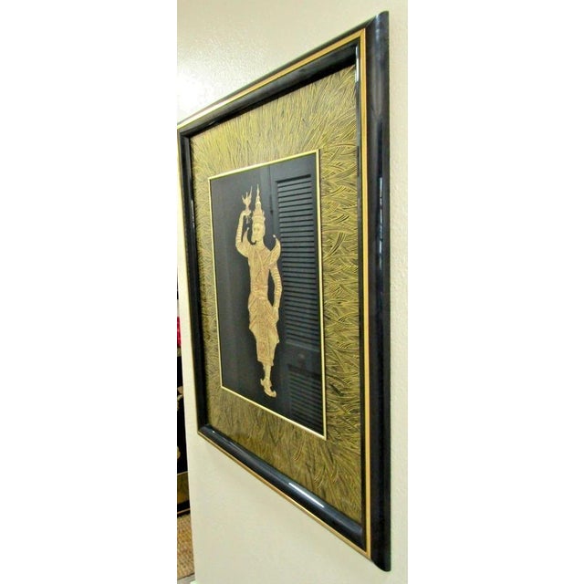 1960s Large Sebet Silverman Verre Églomisé Thai Gold Leaf Sculptural Wall Art For Sale - Image 9 of 13