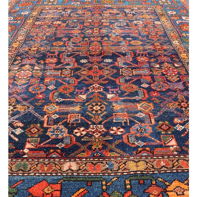 Early 20th Century Antique Persian Nahavand Rug With Vivid Geometric Patterns 4'3" X 6'1" For Sale - Image 5 of 11