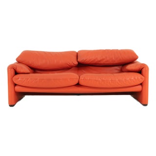 Maralunga 2-Seater Sofa in Leather by Vico Magistretti for Cassina For Sale