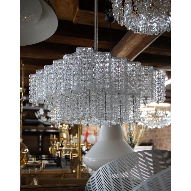 Silver Square Chandelier in Glass & Chrome from Austrolux, Vienna, 1960s For Sale - Image 8 of 9