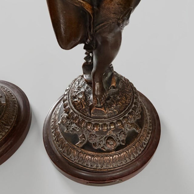 Large 20th Century Belle Époque French Female Figurines in Bronzed Metal, Set of 2 For Sale - Image 10 of 14