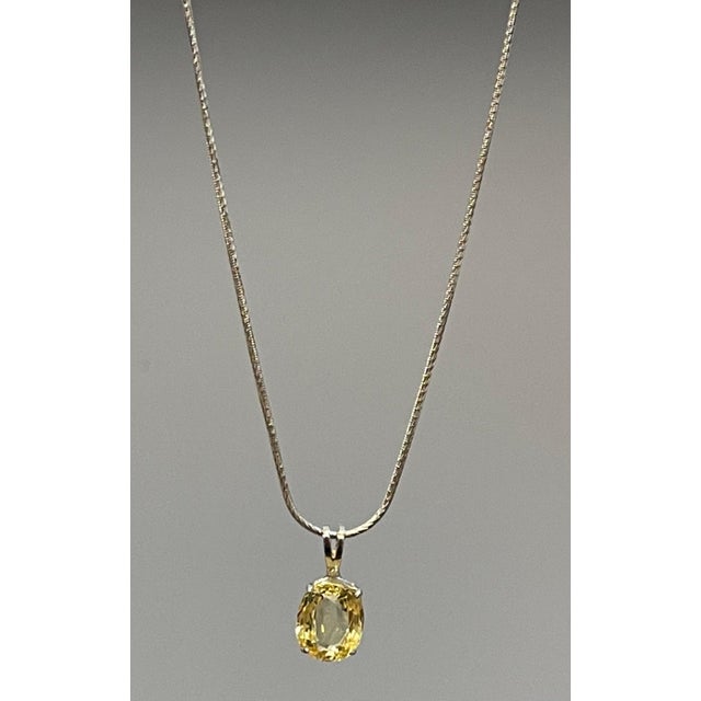 GIA Certified 5.56 Ct Natural Ceylon Yellow Sapphire Pendant Necklace white Gold For Sale - Image 18 of 18