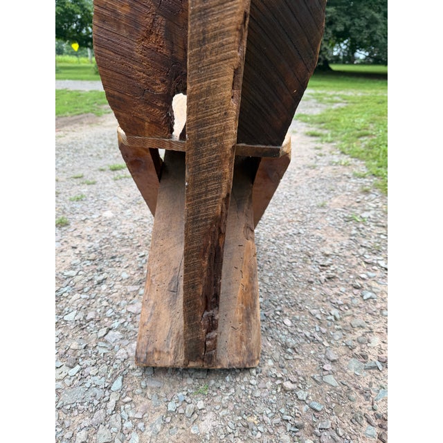 Vintage Primitive Live Edge Slab Stargazer Viking Chair (47x12) For Sale - Image 13 of 18