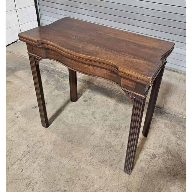 George II Style Mahogany Chinese Chippendale Game Table Gate Leg Table For Sale - Image 4 of 11