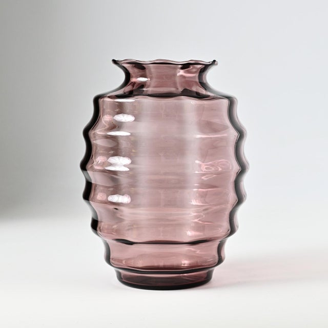 Optic glass vase from the Floralies series. Made in Belgium by Doyen glassworks in the 1930s. I have official proof of...
