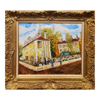 Elise Maclet -1930s Parisian Street Scene With Figures -Oil Painting For Sale