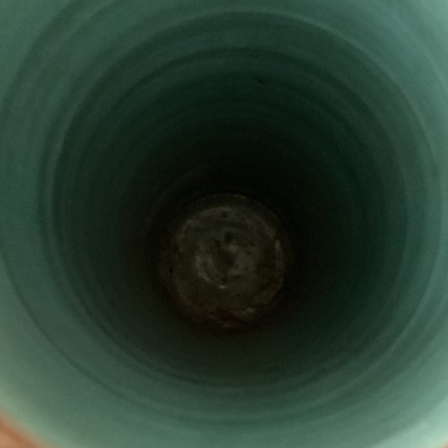 Rare Mid Century Modern Art Pottery Numbered Cylindrical Vase W/Hand Carved Geometric Disign by R. M. Italy For Sale - Image 12 of 12