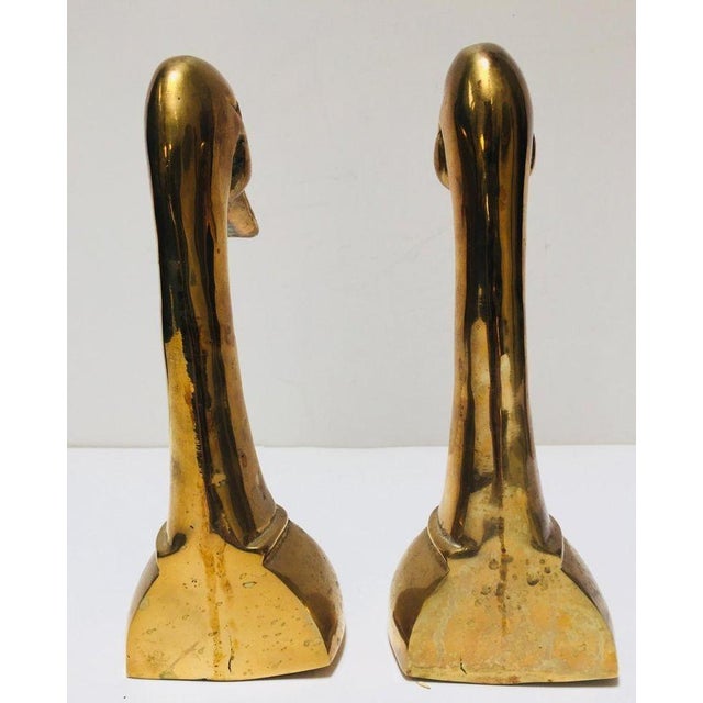 Pair of Large Mid-Century Brass Duck Head Bookends, Sarried Style, Circa 1950 For Sale - Image 12 of 17