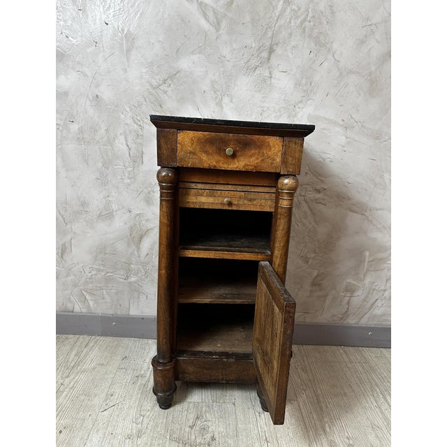 Wood Empire Marble Wooden Bedside Table For Sale - Image 7 of 11