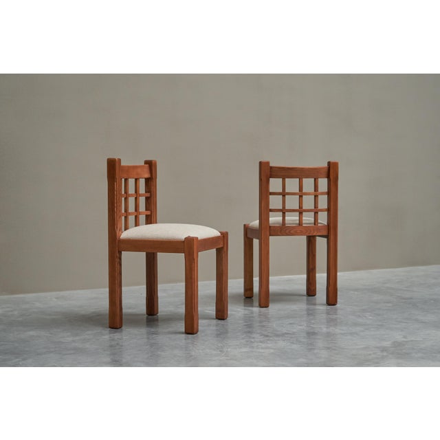 Dining Chairs in Elm in the style of Pierre Chapo, France, 1960s, Set of 5 For Sale - Image 9 of 14