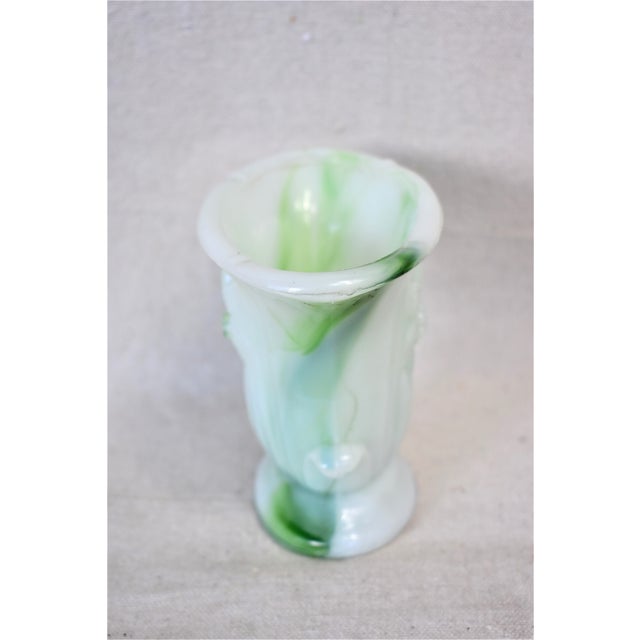 Vintage Green Marbelized Milk Glass Vase Chairish