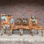 Mid-Century Modern Set of 6 Upholstered Boho Chic Dining Chairs in Jack Lenor Larsen Fabric For Sale - Image 3 of 12