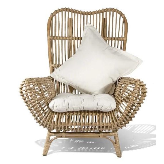 Early 21st Century Florida Regency Rattan Arm Chair With Cushions For Sale - Image 5 of 5