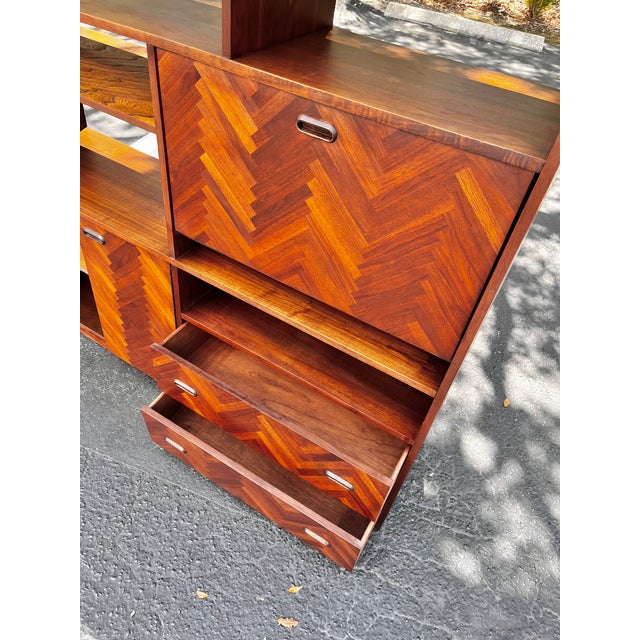 Mid Century Danish Modern Herringbone Room Divider or Dry Bar For Sale - Image 13 of 18