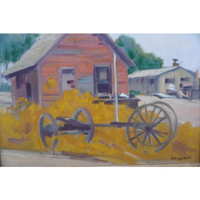 Mid 20th Century Mid 20th Century Sam Hyde Harris Rural Barn Scene Oil Painting on Board, Framed For Sale - Image 5 of 6