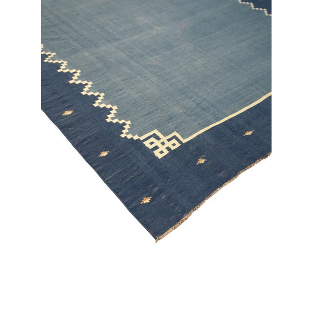 Rug & Kilim Vintage Dhurrie Rug in Blue, With Geometric Patterns, From Rug & Kilim For Sale - Image 4 of 6