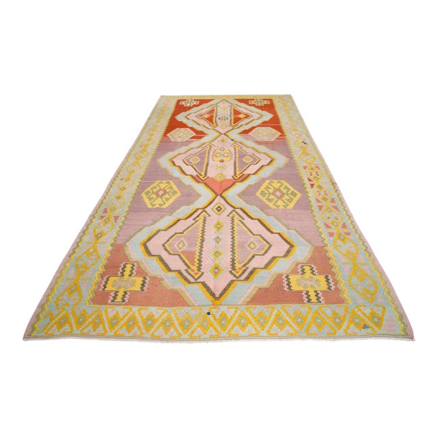 1960s Vintage Rug, Handmade Large Runner, Turkish Kilim Rug - 6′6″ X 14′8″ For Sale