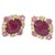 Ruby Red Bochic "Orient" Vintage Pastel & Red Rubies Earrings Set In 18K Gold & Silver For Sale - Image 8 of 18