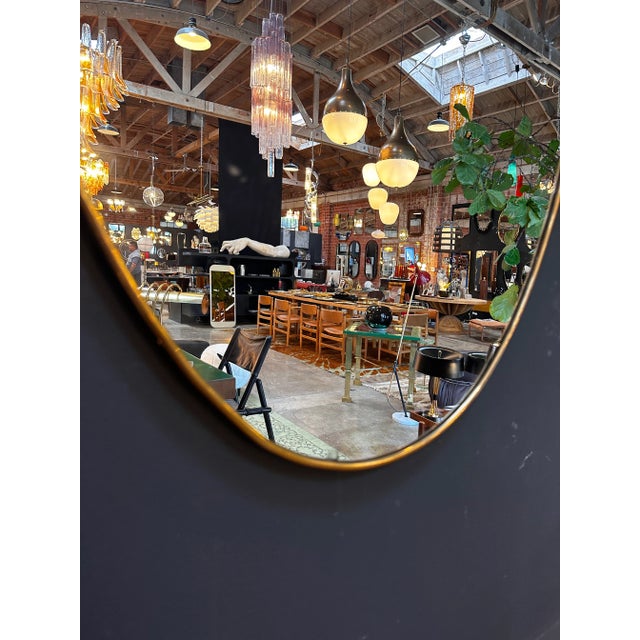 1960s Vintage Italian Oval Brass Mirror 1960s For Sale - Image 5 of 6