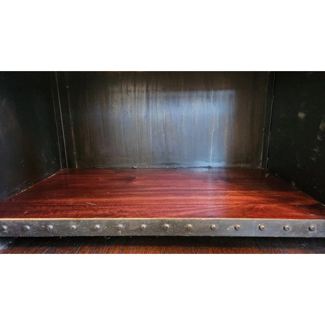 Late 20th Century Industrial Riveted Metal Sideboard Cabinet With Rounded Corners For Sale - Image 13 of 18