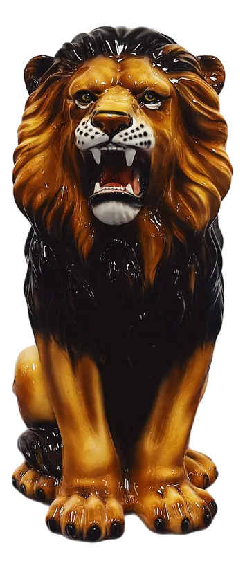 Lion Statue in Ceramic by Ceramiche Boxer | Chairish