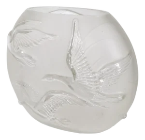 Mid 20th Century Art Deco Flying Geese Pattern Glass Vase
