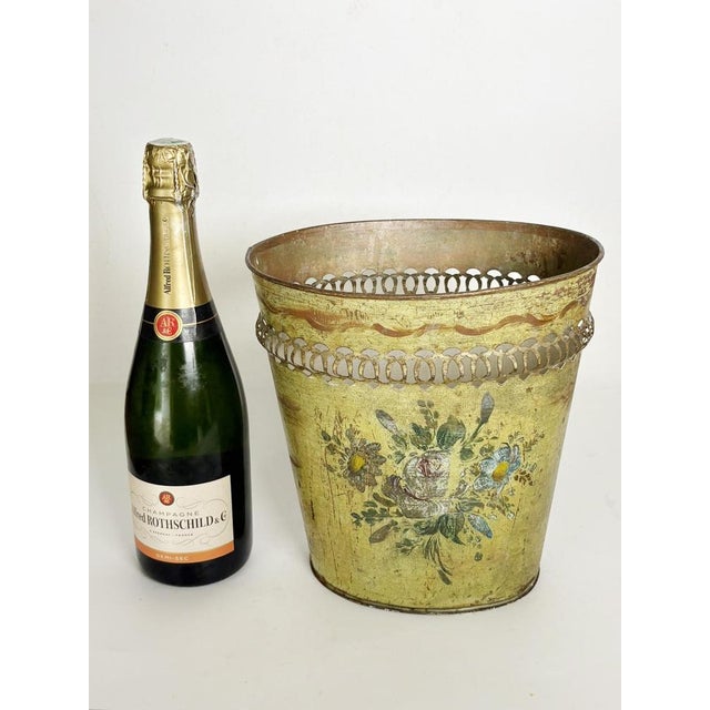 Antique Yellow Hand-Painted Basket, 19th Century For Sale - Image 3 of 9